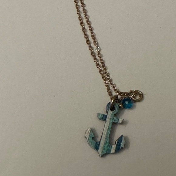 Blue Anchor Pendant Necklace - Picture 3 of 4